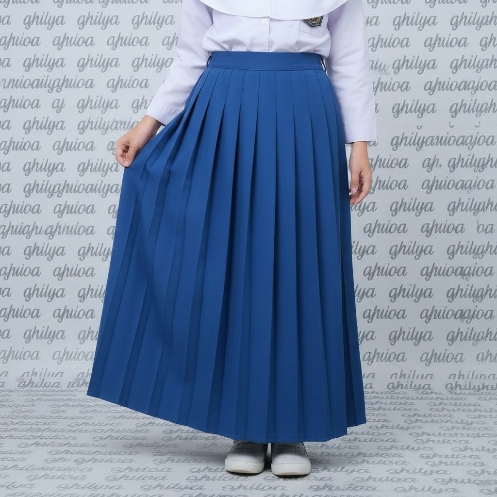 Rok biru benhur, rok madrasah, rok mi, rok madrasah bahan licin, rok mi licin, rok madrasah jumbo, r