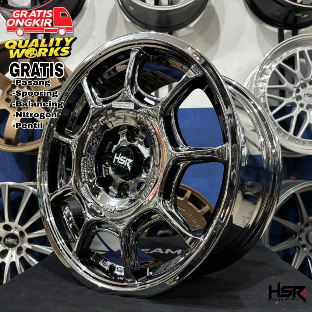 Velg Black Chrome Ring 16 Mobil Yaris Jazz Mobilio, Velg HSR Wheel Jelimpo
