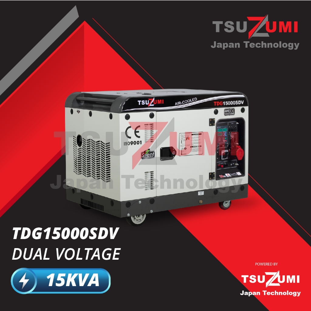 Genset Silent Solar 8000 Watt Tsuzumi TDG15000 SDV 2 Phase / Generator Solar 10 KVA Rumahan