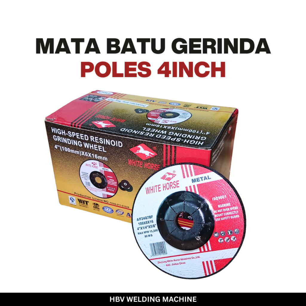 Mata Batu Gurinda Gerinda Grinda Poles Asah 4 x 6 Tebal 4 Inch | Grinding Wheel WHITE HORSE