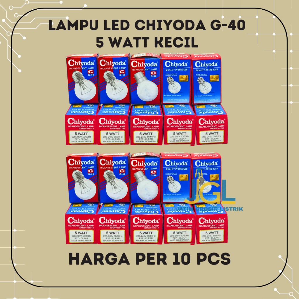 10 Pcs Dop Kuning Chiyoda Lampu Pijar Chiyoda 5 watt G40