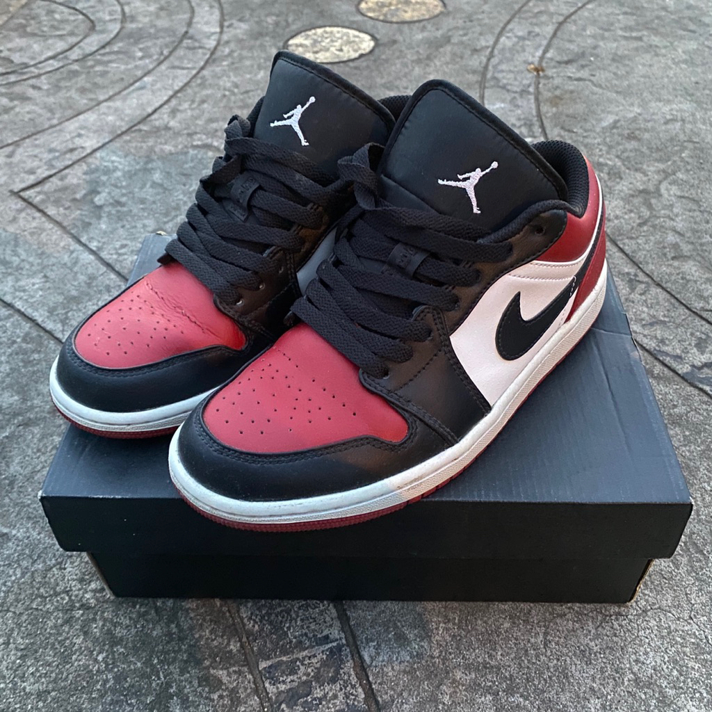 Air Jordan 1 Low Gym Red White Black Sepatu Original Second Like New