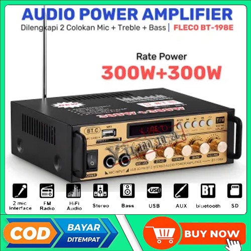 Amplifier FLECO BT-198E ECHO Amplifier Karaoke Bluetoth Power Amplifier, ampli mini