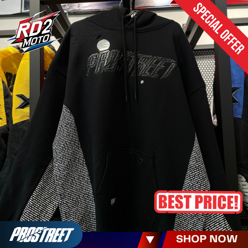 Hoodie Oversize Prostreet Xtreme Black Symbiote - Jaket Riding Motor Oversize Hitam Putih Sablon Pre