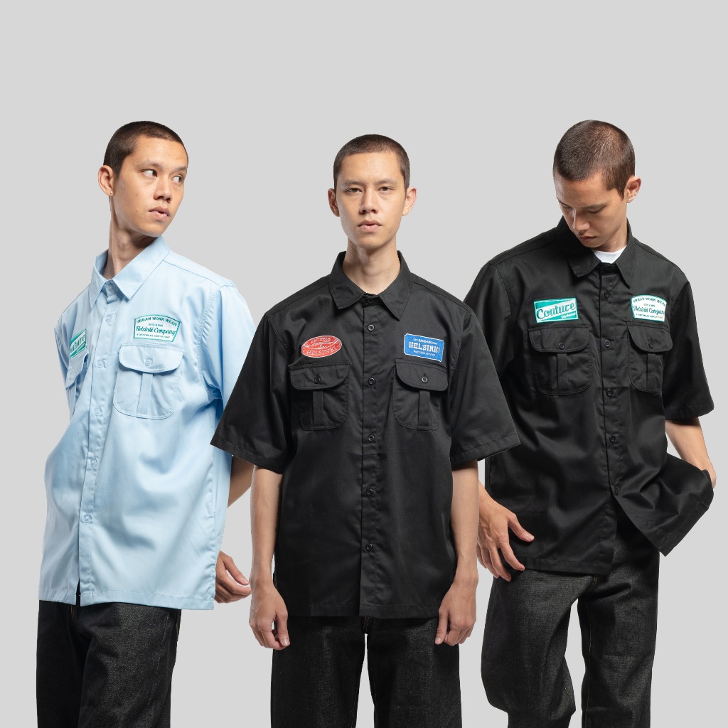 Helsinki.co Workshirt Antitesis X Helsinki American Drill Full Bordir | Kemeja Kerja Pria | Kemeja P