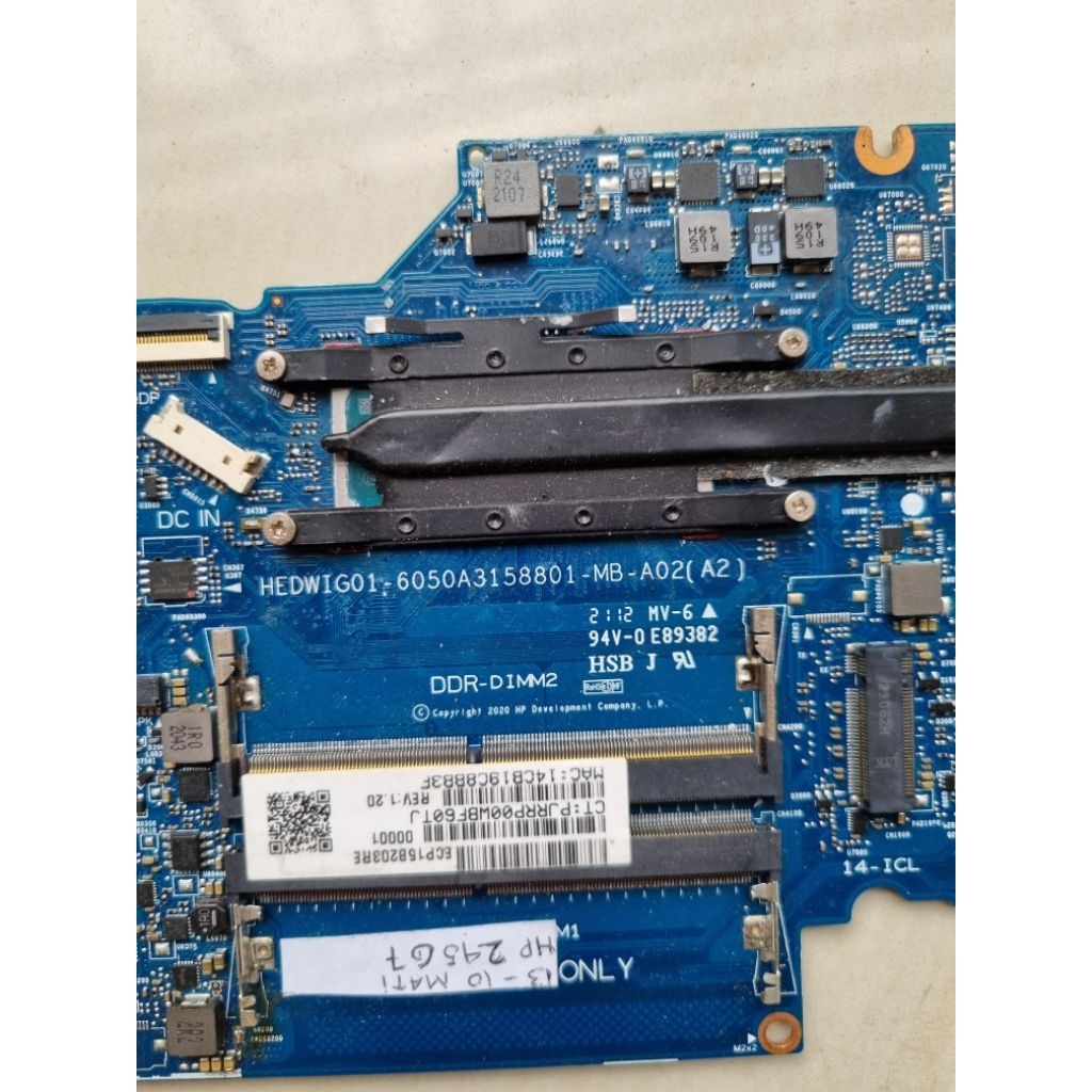 Motherboard hp 240 G7 i3 gen 10th original copotan unit kondisi mati