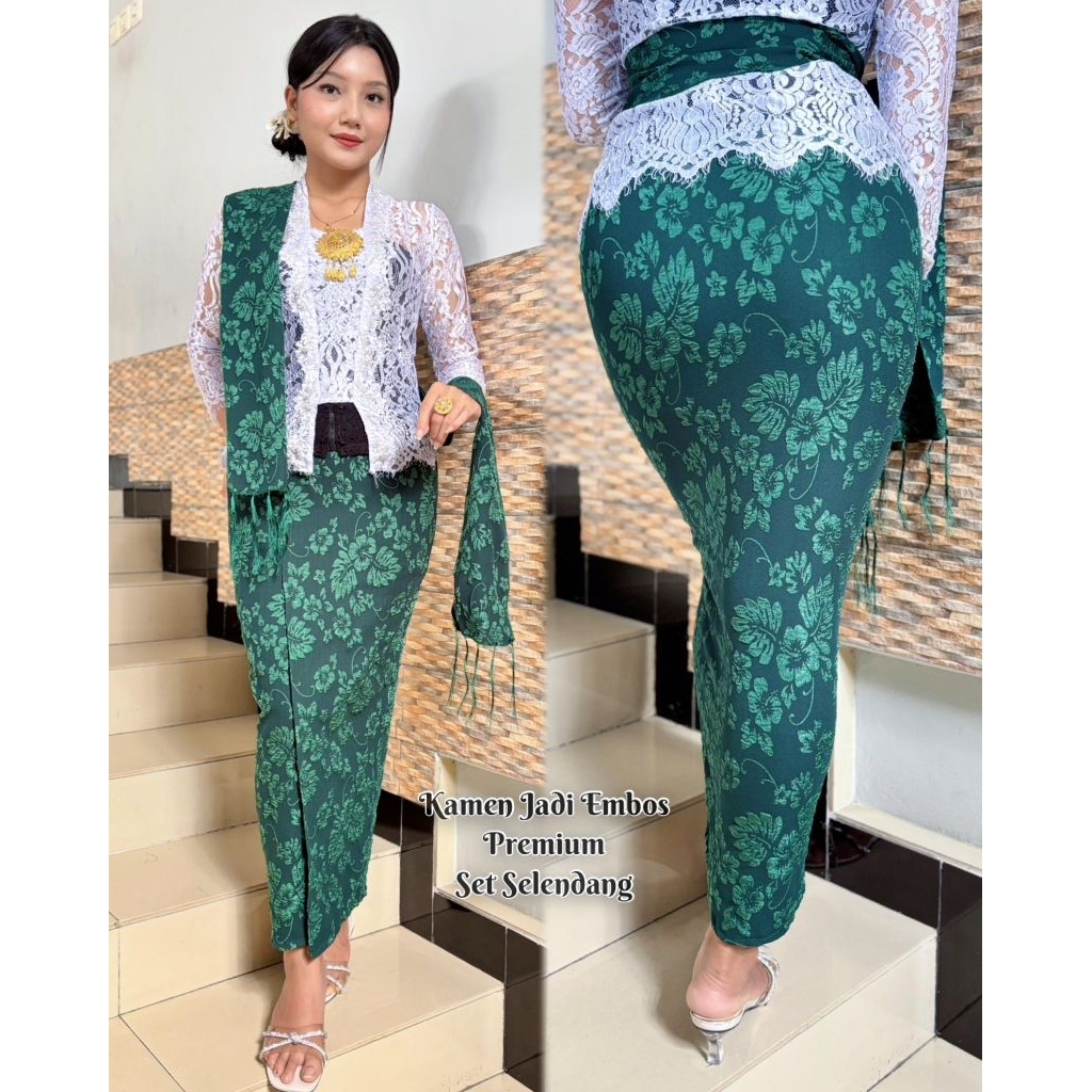 Rok // kamen bali jadi denim emboss + selendang