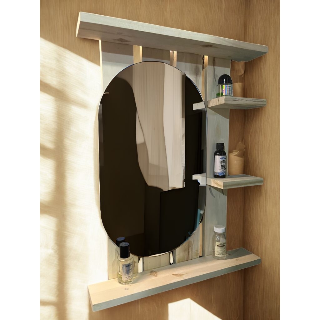 Rak Rias Makeup Tempel Dinding Aesthetic Cermin Makeup Tempel Rak Gantung Rak Tempel Dinding