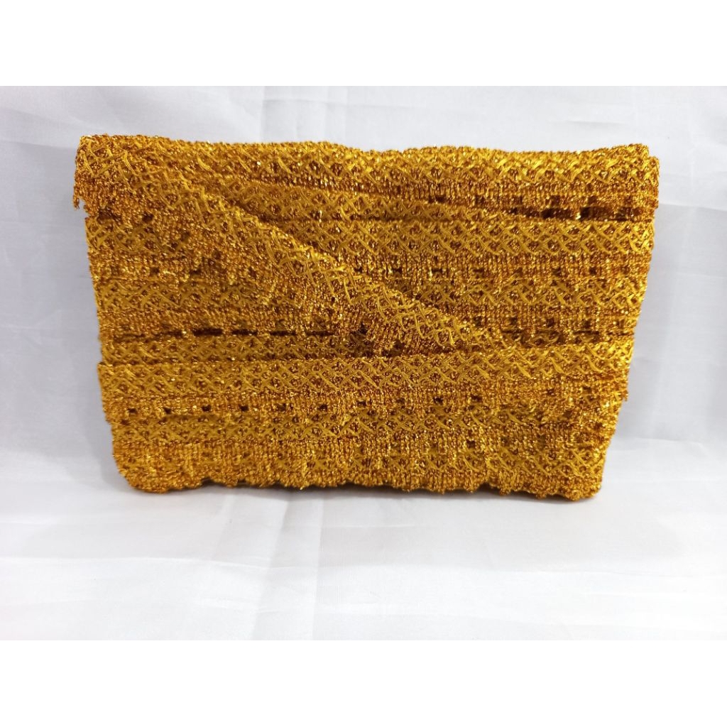 Renda Mas 1312 / renda sedang / renda isi 15 meter / renda emas 2.5 cm / renda hias