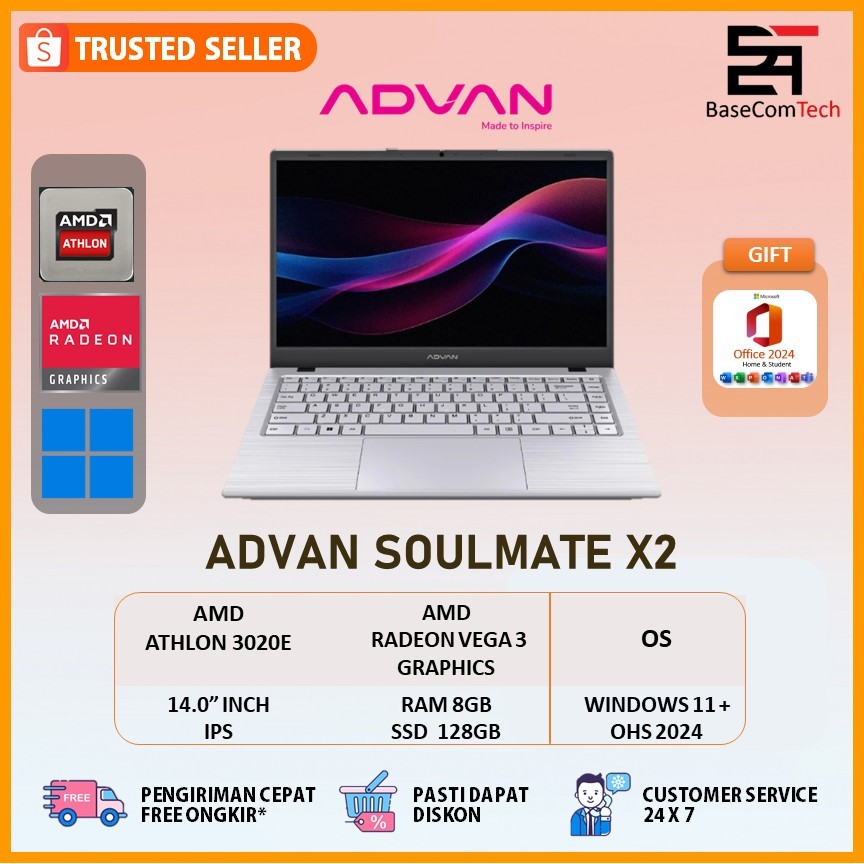 Advan Soulmate X2 AMD 3020 8GB 128GB W11 14.0 Inch IPS