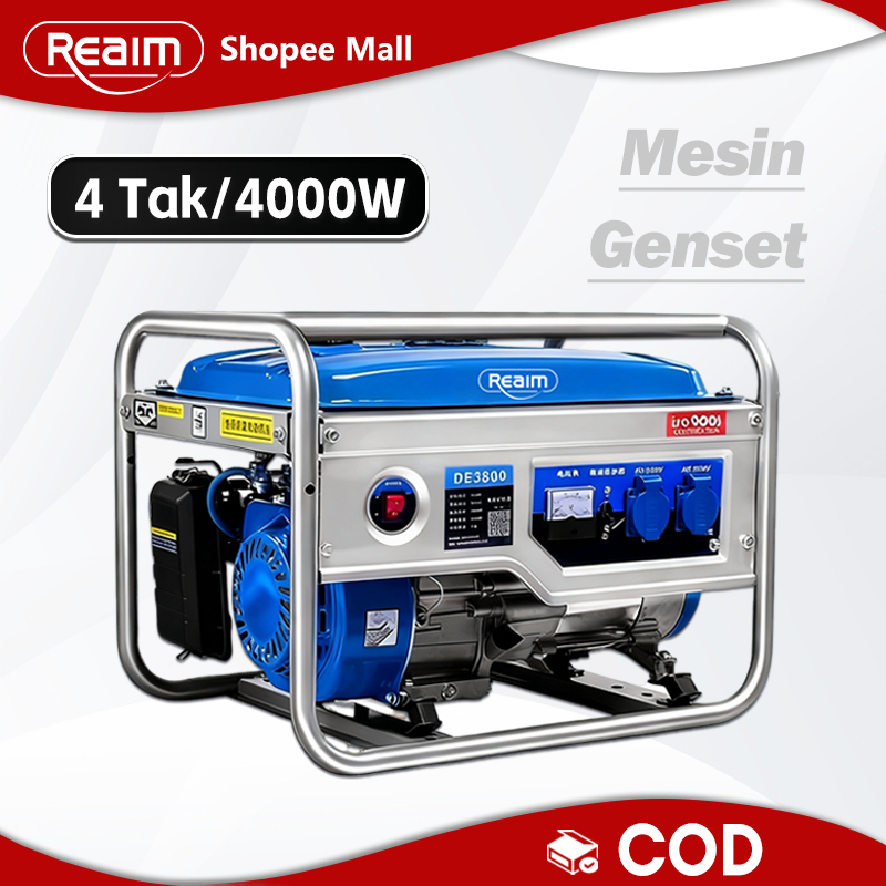 REAIM Mesin Genset Portable 4000W 4Tak 210CC Pembangkit Listrik Mini untuk Rumah Tangga Outdoor Bens