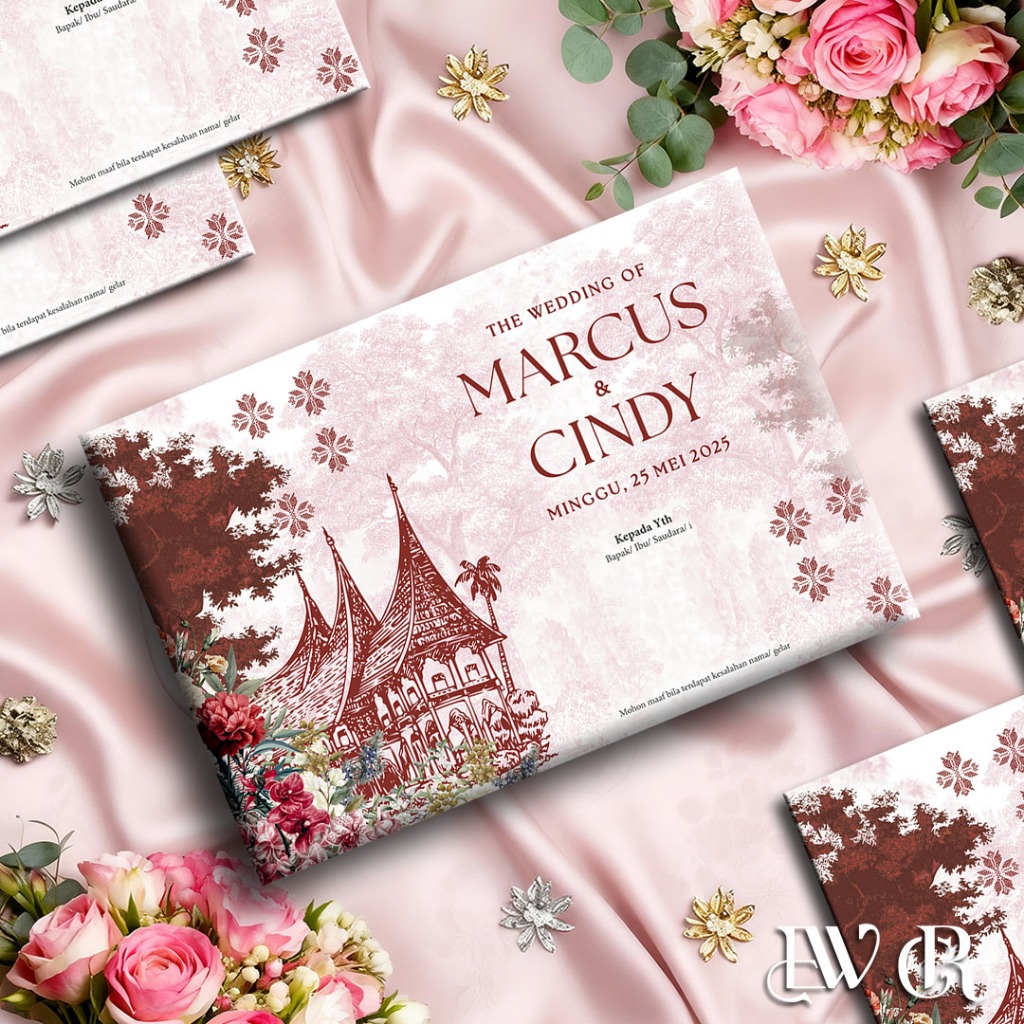 UNDANGAN PERNIKAHAN HARDCOVER + AMPLOP TEMA ADAT MINANG SUMATRA HARD COVER FREE WEBSITE BLANGKO ELEG