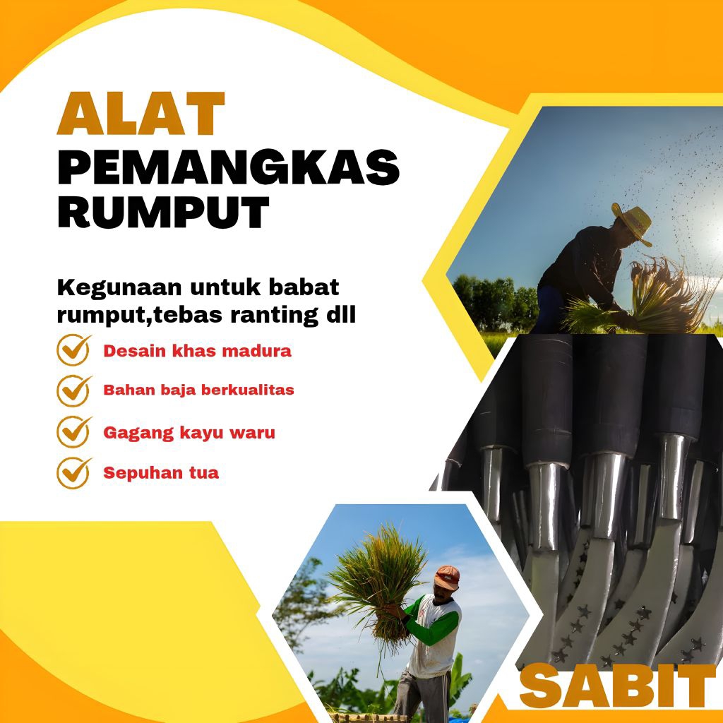 alat petani perkebunan sabit rumput bintang lima bahan baja asli murni