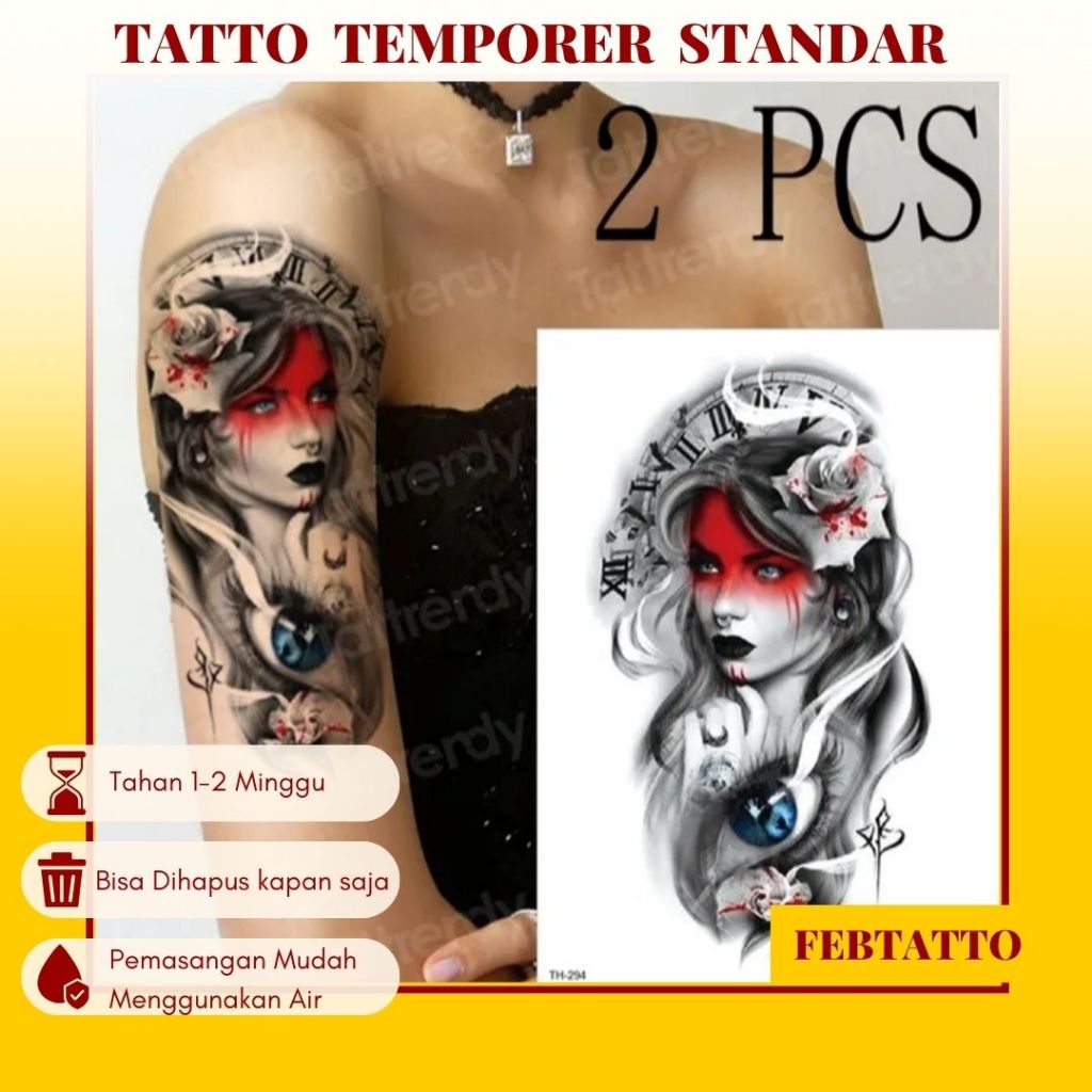 Tato Temporer Ukuran 21cmx15cm Motif Aesthetic Tatto Temporary Stiker Tato Halal Grosir Tato air mot