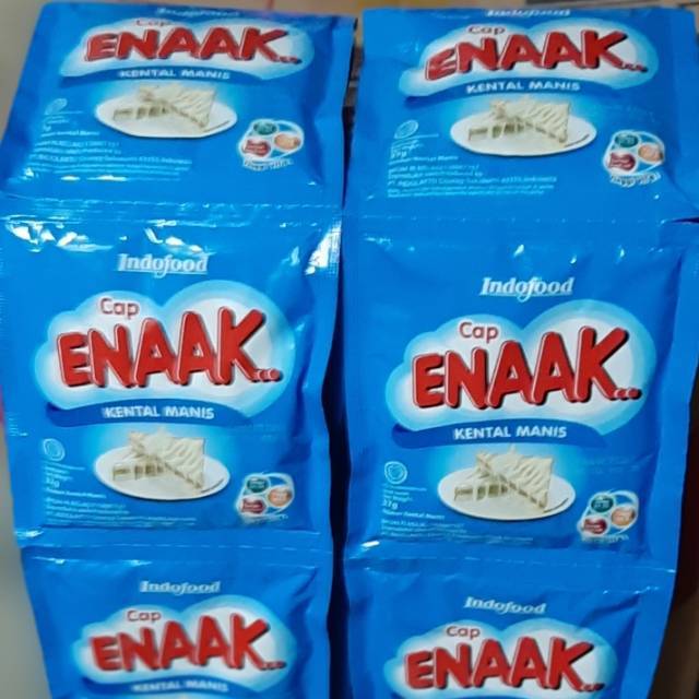 Susu enak sachet putih dan cokelat susu enak renceng isi 6 sachet /Susu Kental Manis Cap Enak 37gr