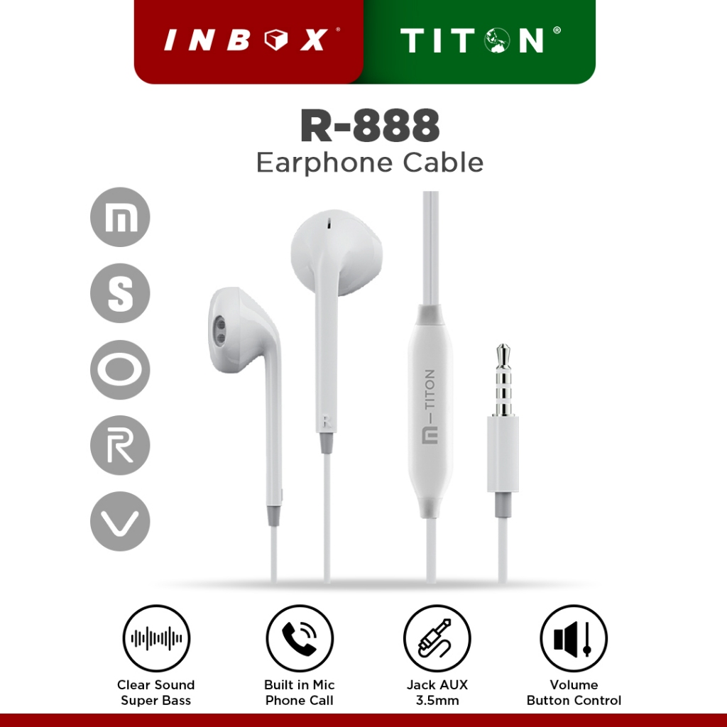 Cable Earphone | Headset Kabel Handsfree Titon R888 for Xiaomi, Samsung, Realme, Oppo, Vivo | Garans