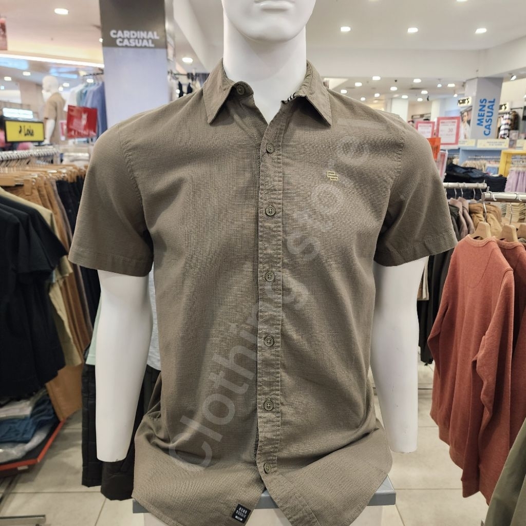 BOMBBOOGIE ORIGINAL kemeja pria lengan pendek olive 22958B5OL