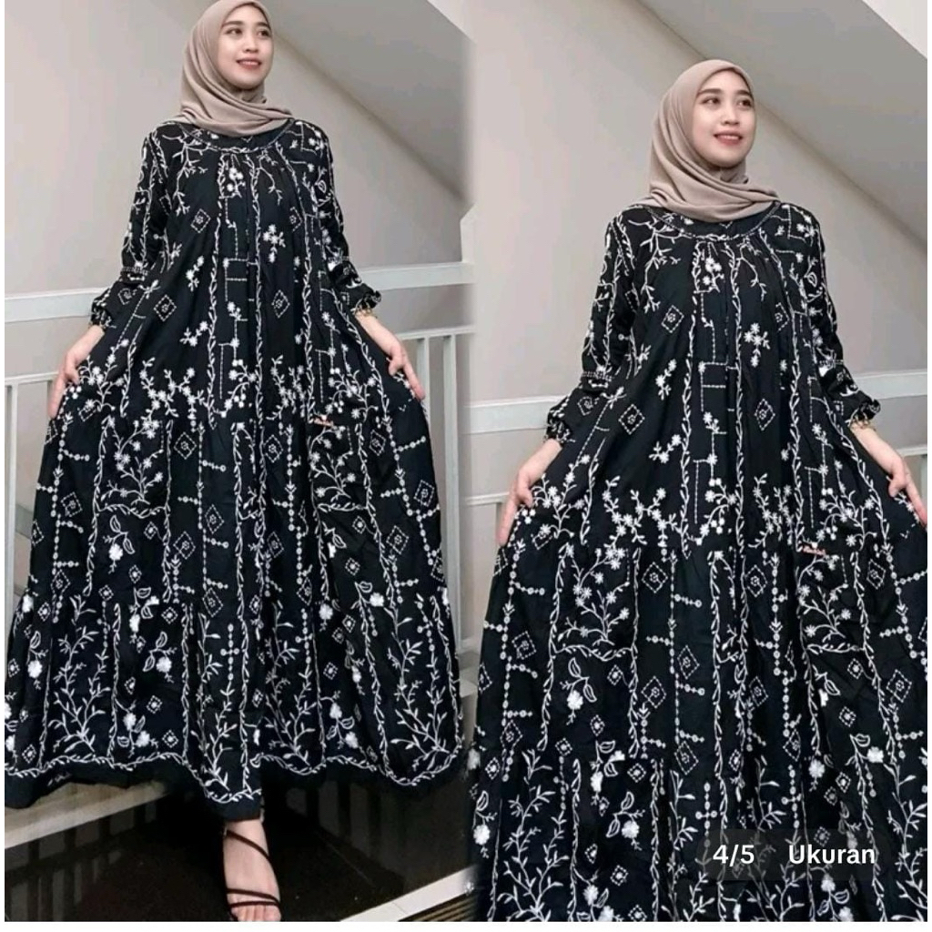 Gamis salvina katun bordir terbaru cod