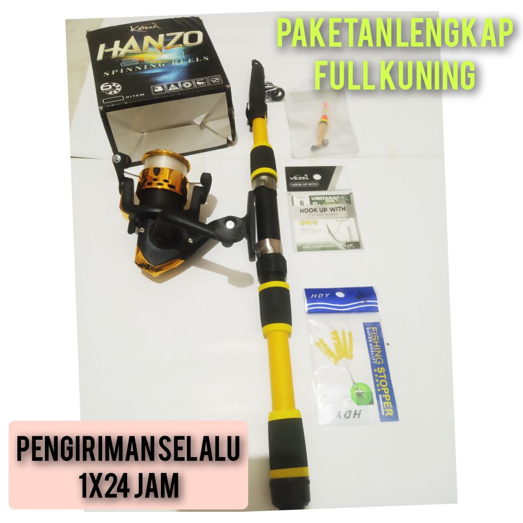 Paket Lengkap Joran MULLET panjang 150cm, kekuatan 2-3 kg, Reel KATANA TORO 200.j