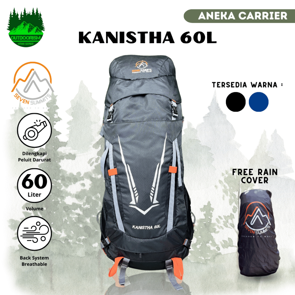 Carrier Seven Summits Kanistha 60L Tas Hiking Travel Backpack Ransel Gunung Travelling Outdoor