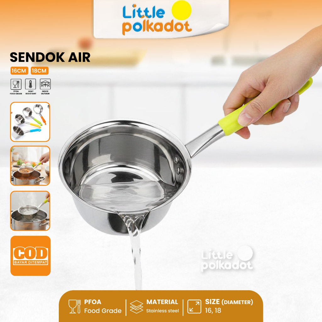 Littlepolkadot Sendok Air Stainless Steel 16cm 18cm Panci Mie Gagang Warna Warni Panci Susu Milk Pot