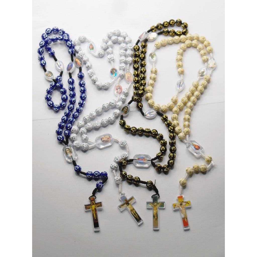 Kalung Rosario tali  Salib Acrilic