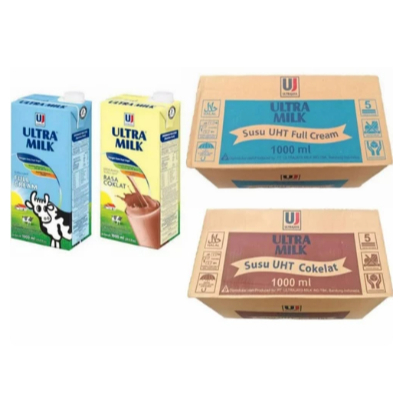 Susu Ultra Milk 1 liter 1 karton 12 pcs susu UHT Full Cream , Coklat khusus REGULER / CARGO ( SCP )