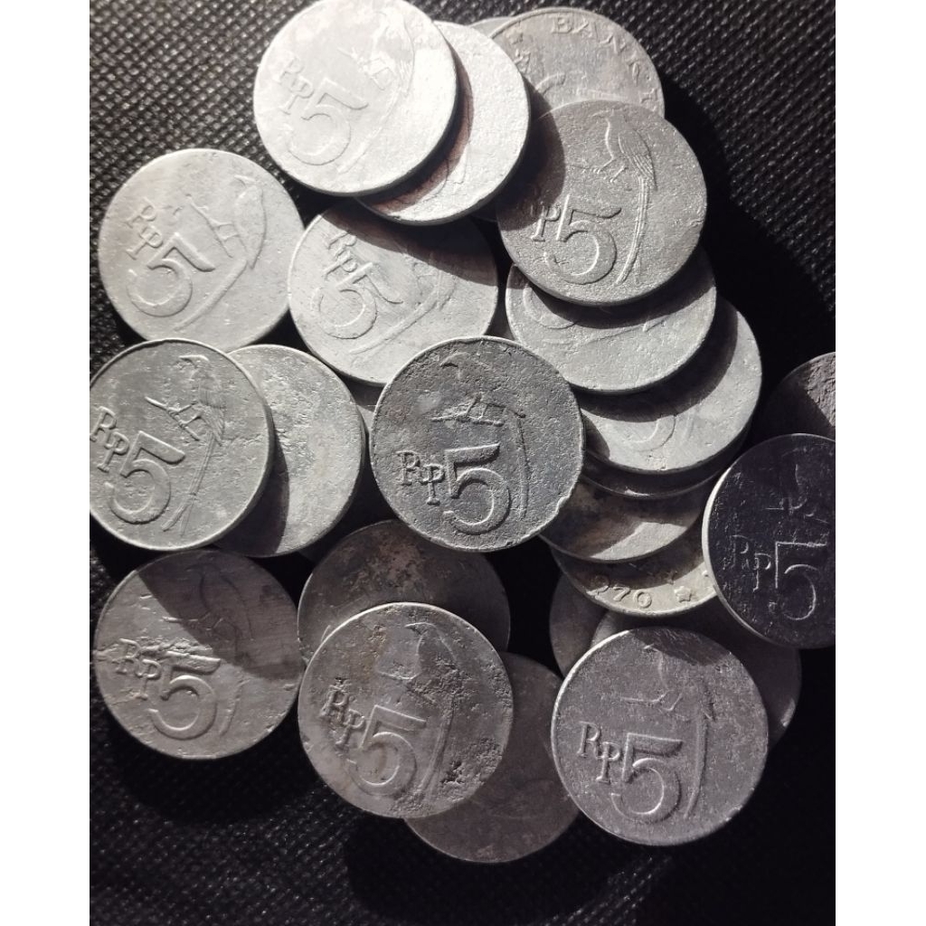 koin kuno 5 rupiah Burung thn 70 an bekas beredar Jelek asli