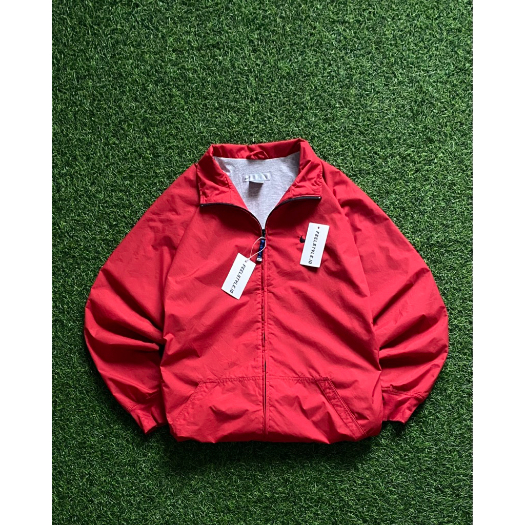 Jacket Vintage Centang Windbreaker Red Pria