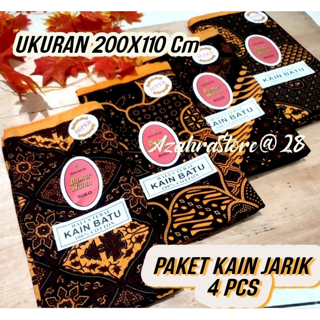 PAKET 4 PCS KAIN BATIK BATU DAMAR WULAN, Kain Jarik, Kain Panjang Jarik Batik Melahirkan, kain Batik