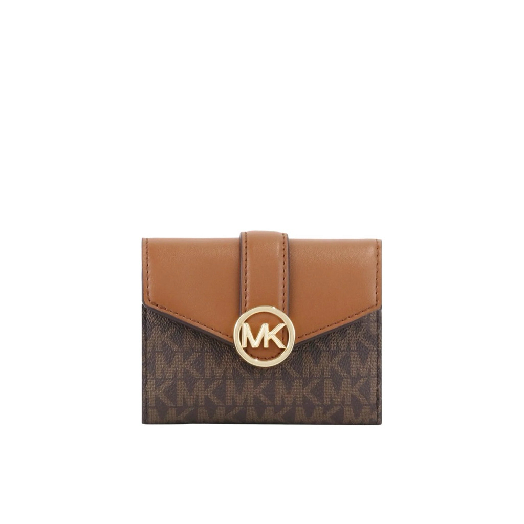 Michael Kors Carmen Medium Bifold Wallet Signature In Brown | Original 100% | Authentic