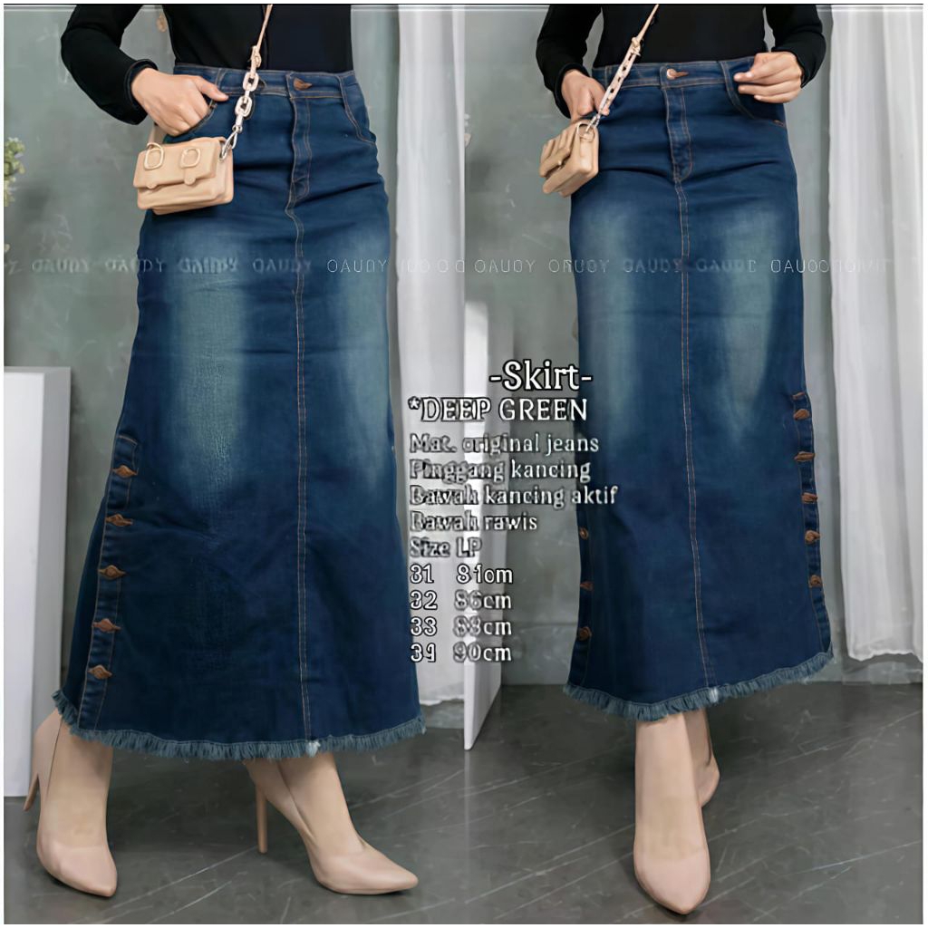 Rok jeans rawis//Rok jeans wanita//Rok jeans terbaru//Rok jeans kancing samping//Rok jeans span//Rok