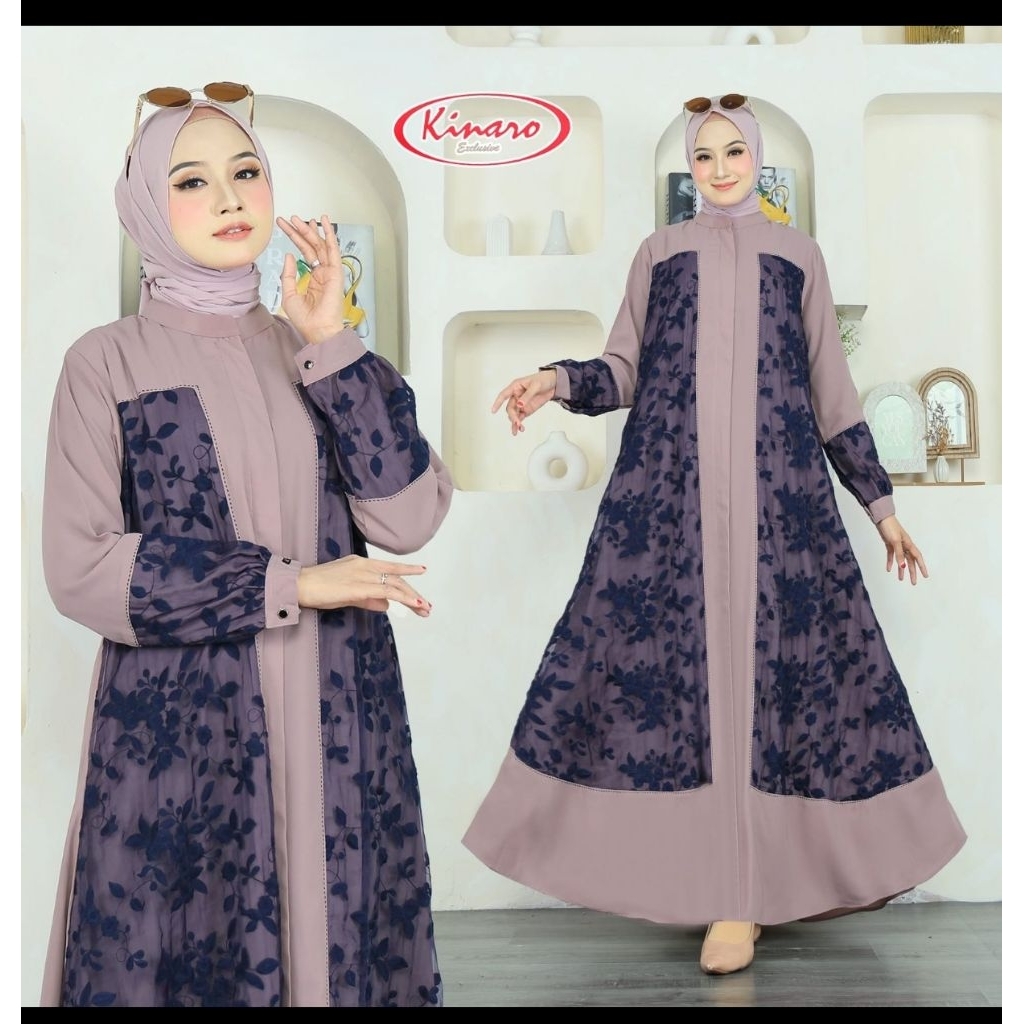 Gamis polos kombinasi ori kinaro