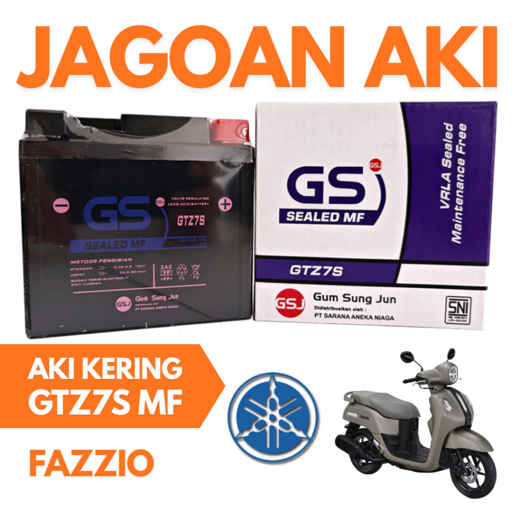 Aki Motor Yamaha Fazzio GTZ7S Aki Kering Accu Kering MF