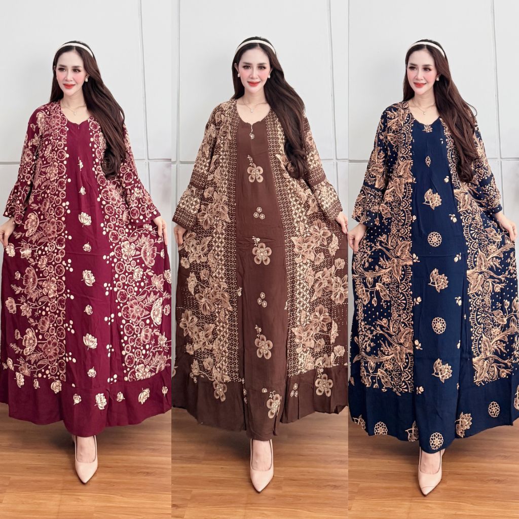 Chika Dress Jumbo Ld 130 Cm | Daster Dress Rayon Panjang Jumbo Busui Resleting | Gamis Panjang Jumbo