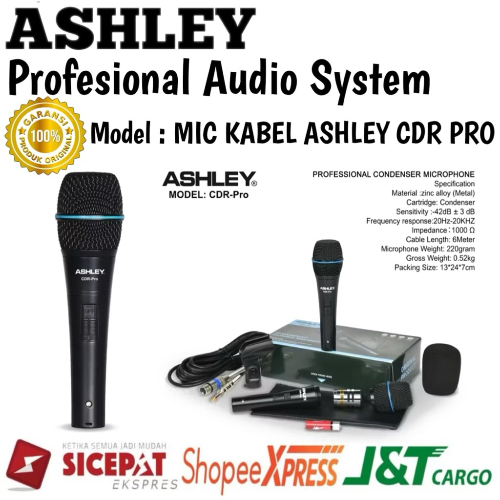 Mic Kabel Ashley CDR Pro Original Mic Condenser Ashley CDR PRO