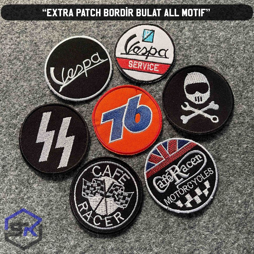 Patch bordir vespa emblem bordir cafe racer tempelan jahit aksesoris jaket dan rompi extra patch min