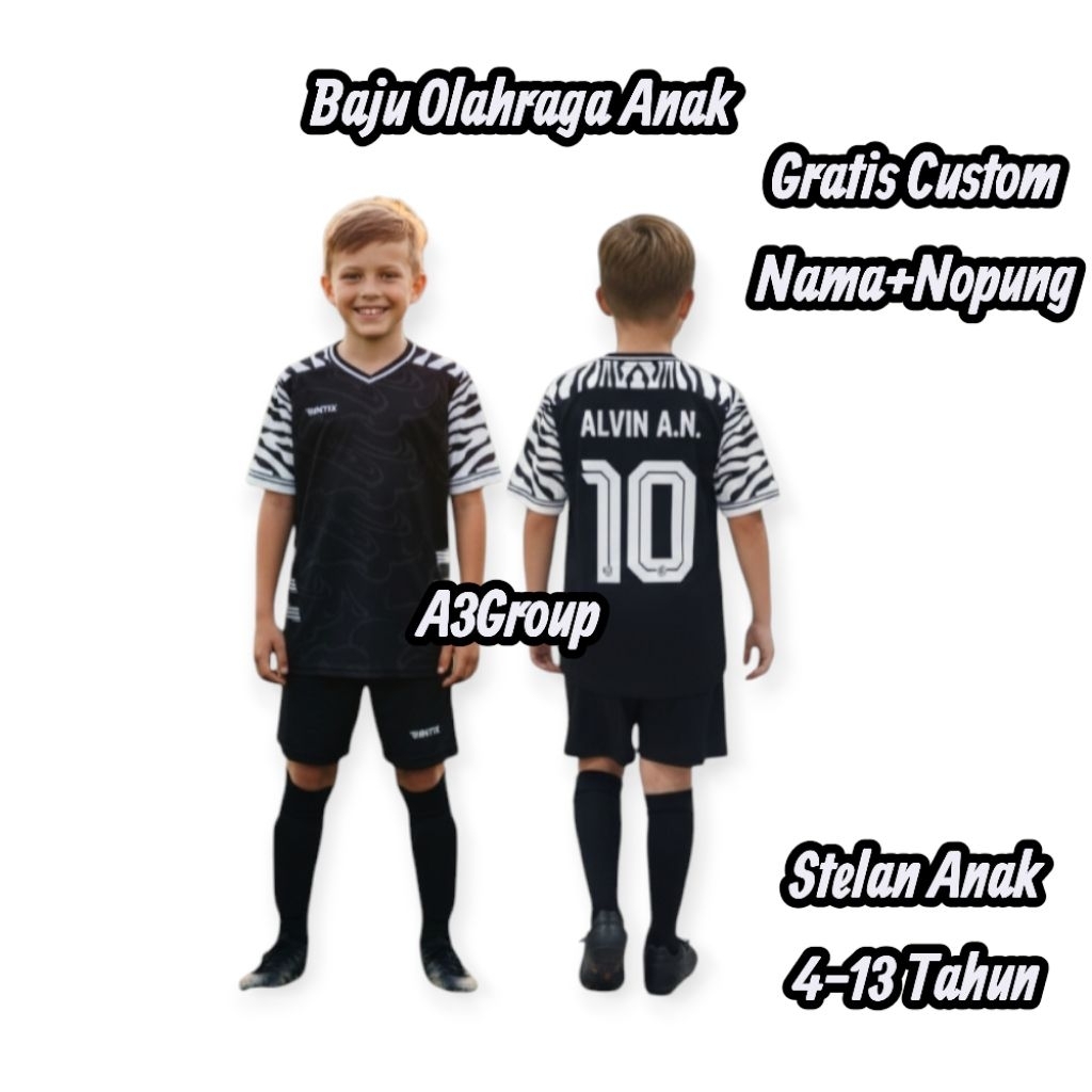Jersey anak sablon nama nomor/baju bola anak custom nama/kaos futsal anak laki laki sablon nama