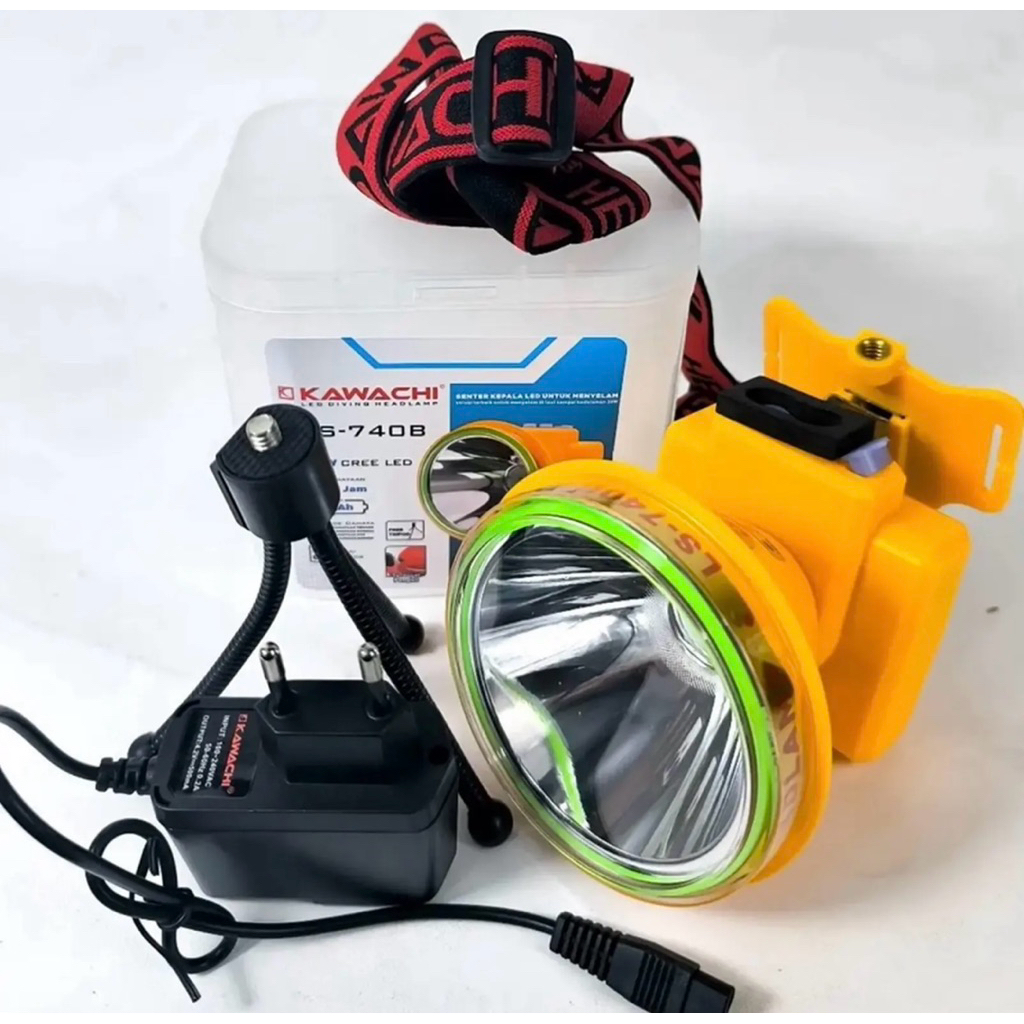 LARIS Senter Kepala Selam Headlamp Kawachi LS-740B Putih Charger 40 Watt CREE LED Ori Terlaris