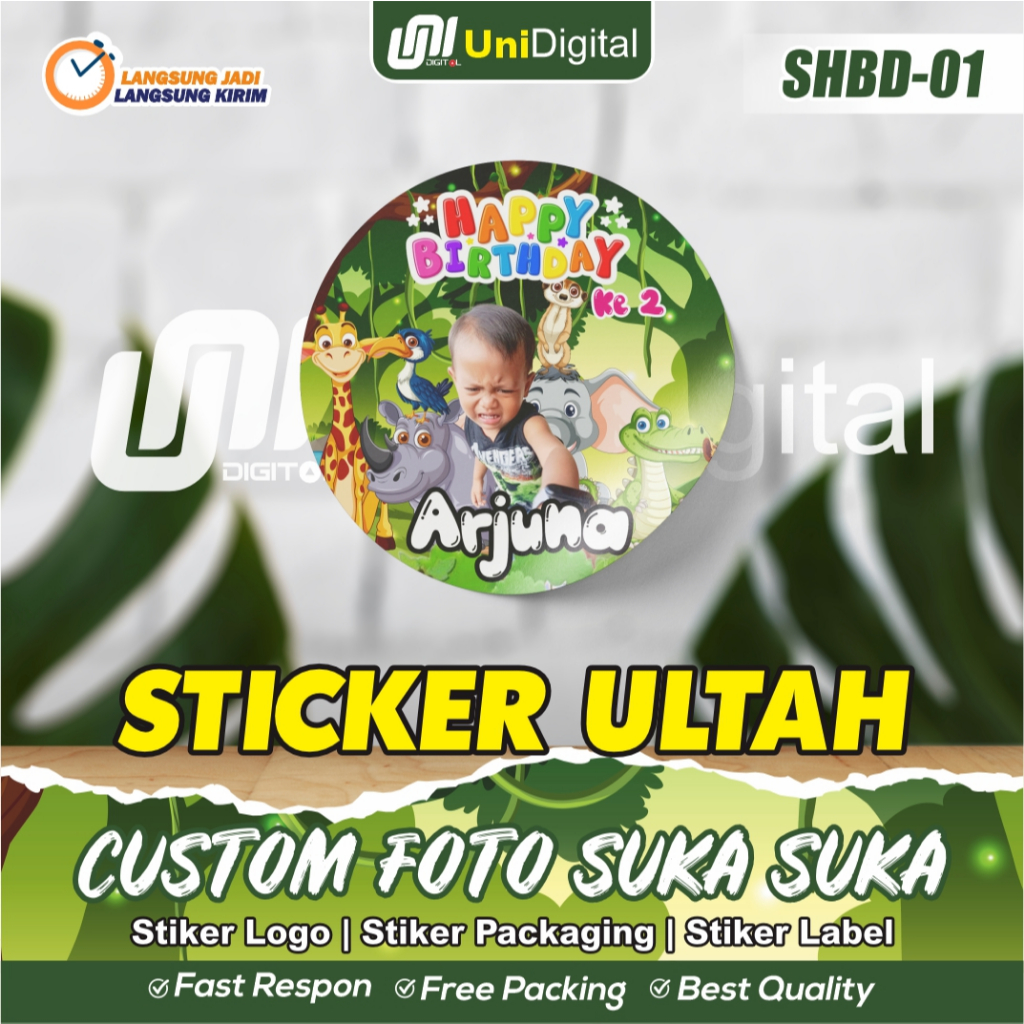 Stiker Ulang Tahun Anak / Sticker Birthday Custom Foto Label Bento / Souvenir Ultah  (KODE SHBD-01)