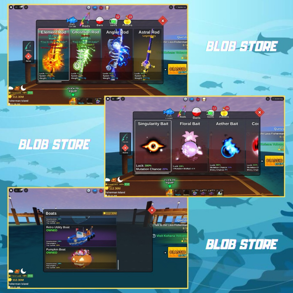 Akun Fish It Element Rod + Singularity Bait + Coins