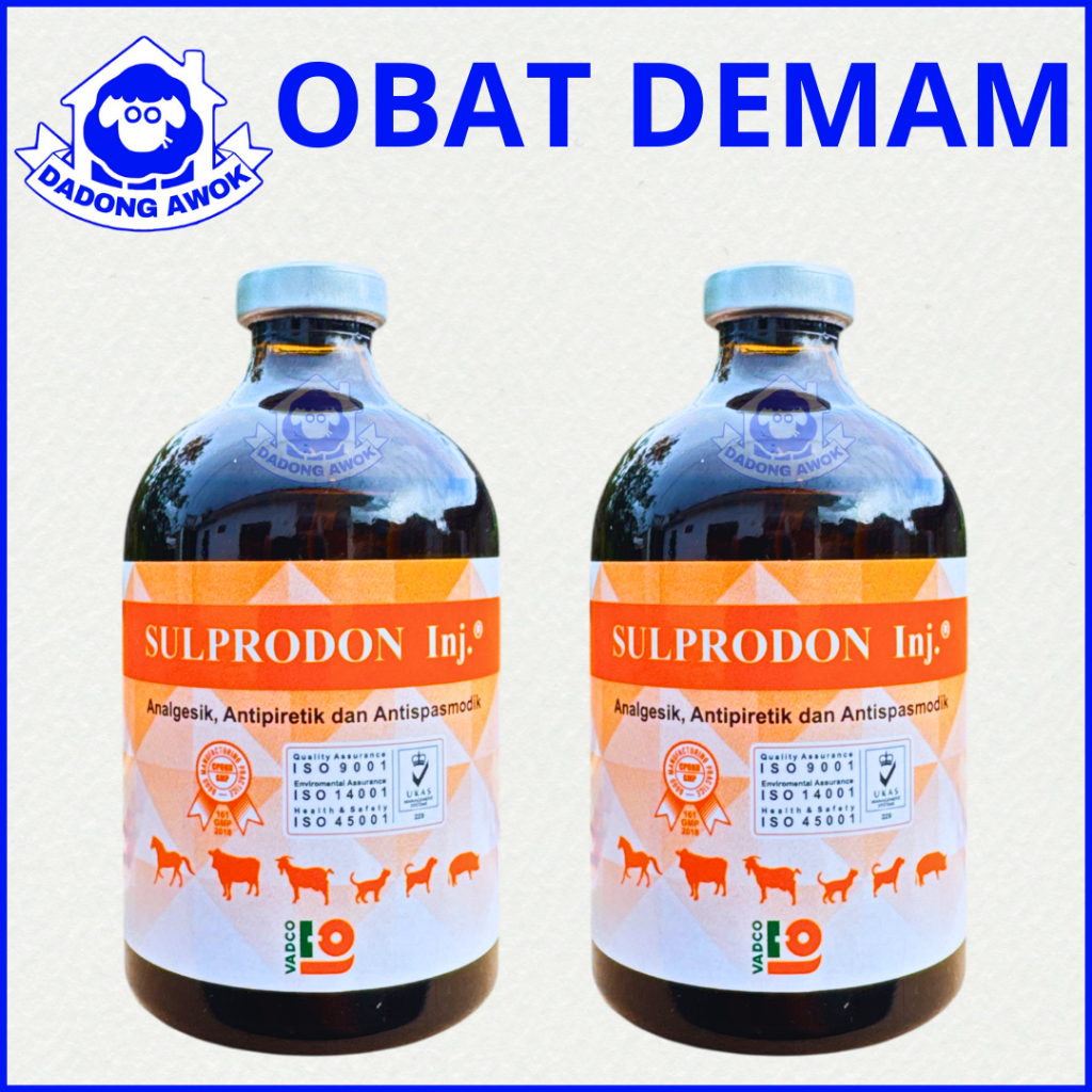 SULPRODON 100 ml - Obat kejang kejang Demam penurun panas Analgesik sapi kambing domba vadco PMK