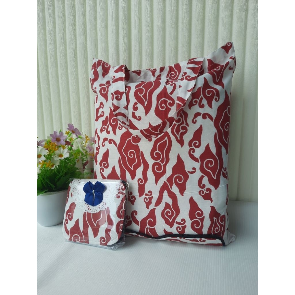 tas belanja lipat batik|souvenir tas batik pekalongan|tas batik lipat murah