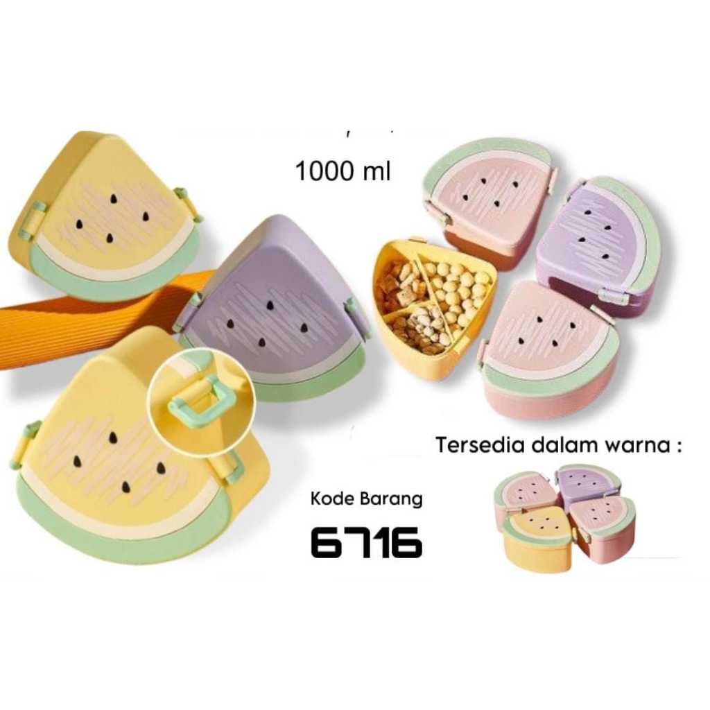 LUNCH BOX KOTAK BEKAL TEMPAT BEKAL MAKANAN LUCU DAN UNIK KARAKTER SEMANGKA FREE SENDOK GARPU