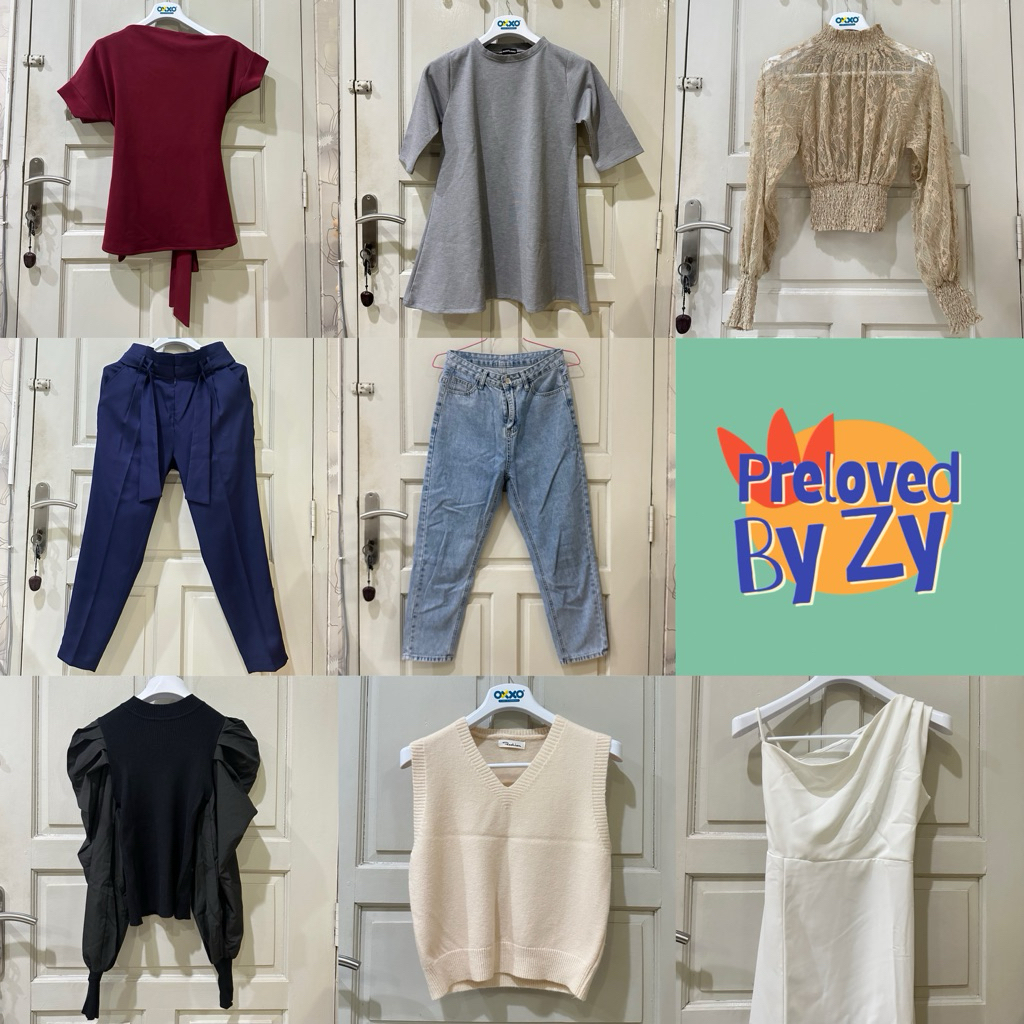 PRELOVED BY ZY-- Mini dress, Jumpsuits, Maroon velvet, Kemeja, Turtleneck balon, Jeans denim, Blazer