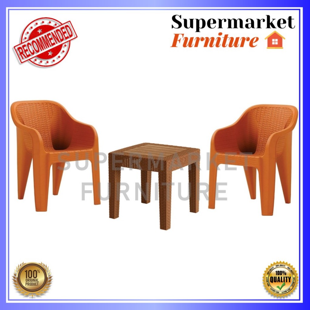 OLYMPLAST - SET 2 KURSI PLASTIK OLYMPLAST OL 505+ MEJA OCTR/SET 2 KURSI TERAS+MEJA