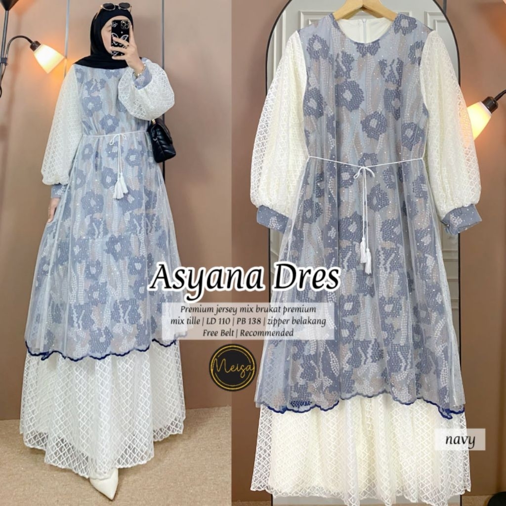 Asyana Dress Brukat Premium Muslimah Elegan – Gaun Muslimah Brukat Premium Asyana Dress Tile Cantik 