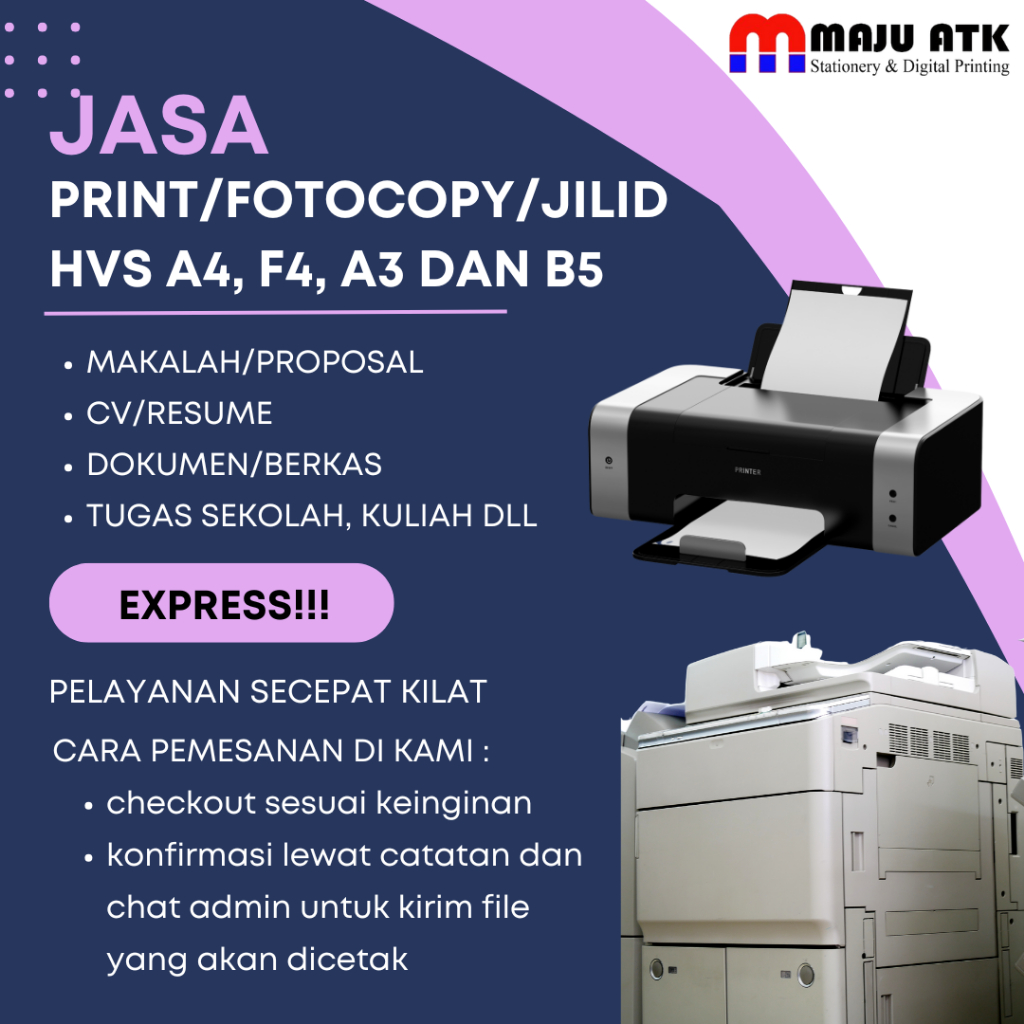 Jasa Print/Fotocopy/Jilid - Warna dan Hitam Putih - Termurah 1halaman/kertas