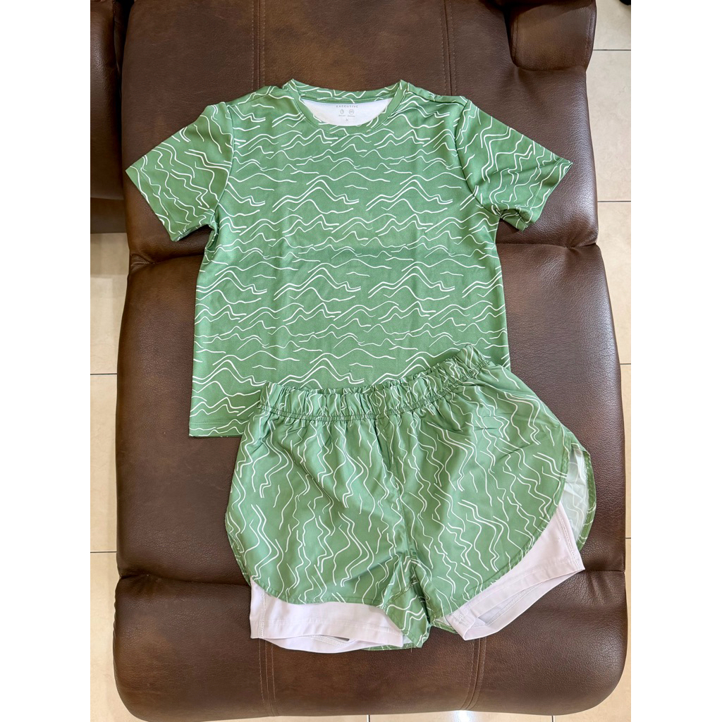 ONE SET SPORT WEAR THE EXECUTIVE - baju olahraga wanita set jade green jersey dryfit airfit - set pa