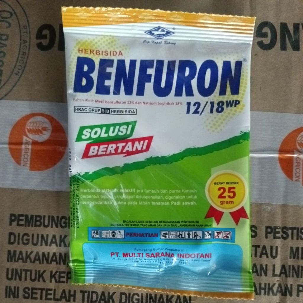 Herbisida Benfuron 12/18 WP Pack Isi 10 Sachet @25 Gram | Obat Rumput Padi Sistemik